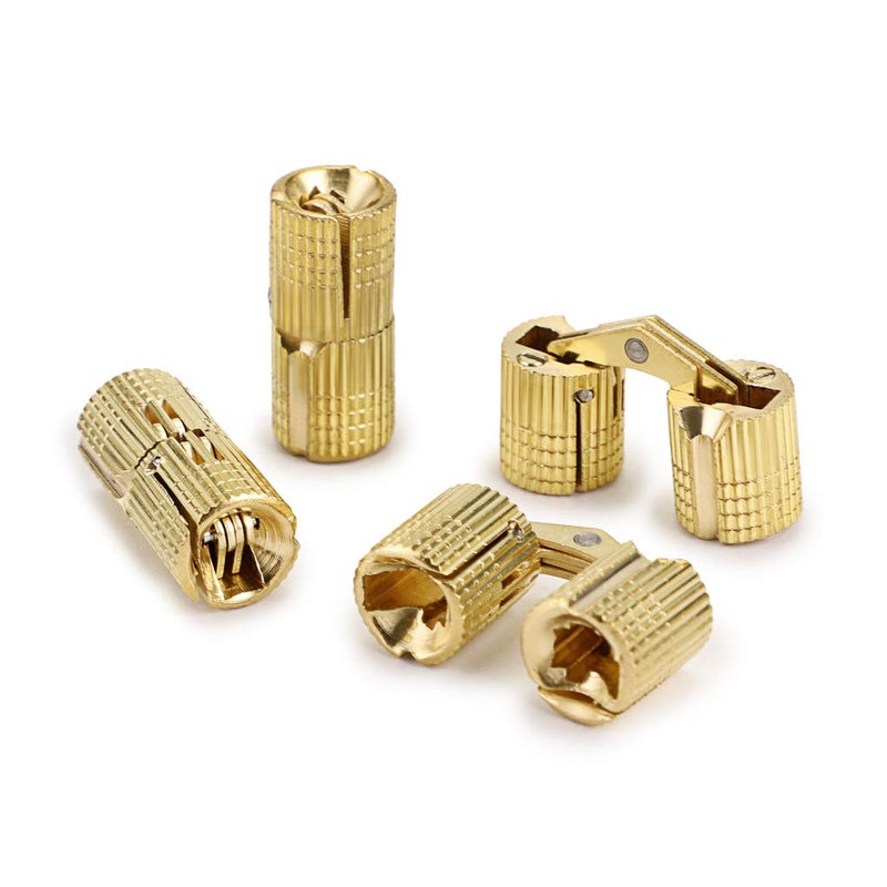 OwnMy 10mm Hidden Brass Barrel Hinges 4PCS, Concealed Box Hinge Invisible Furniture Hinge 180 Degree Opening Angle Cabinet Hinges for DIY Jewelry Box Hand Craft - Image 3